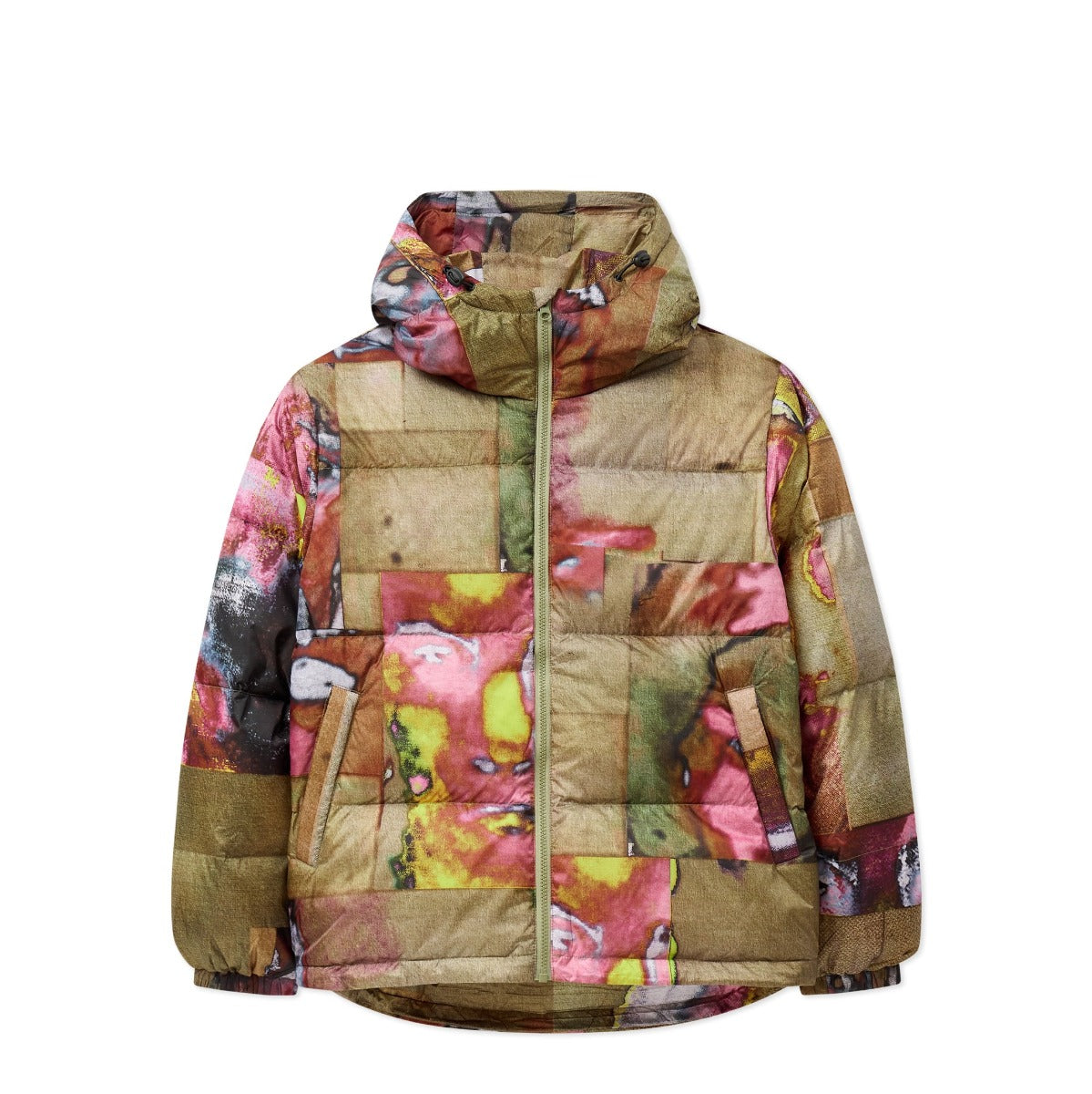Printed Faces Collage Puffer Jacket