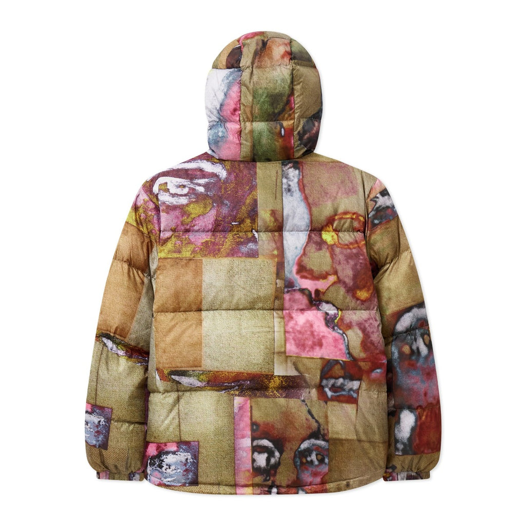 Printed Faces Collage Puffer Jacket