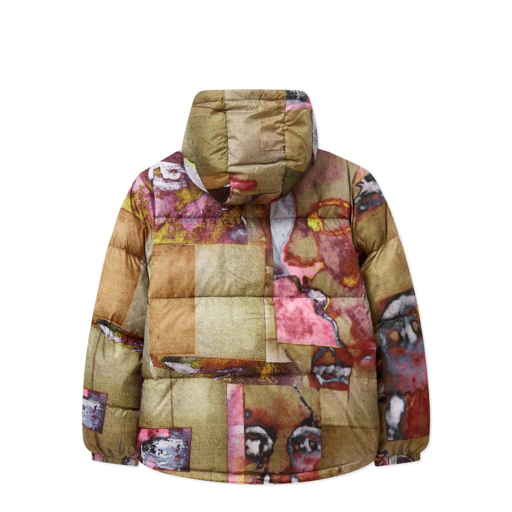 Printed Faces Collage Puffer Jacket