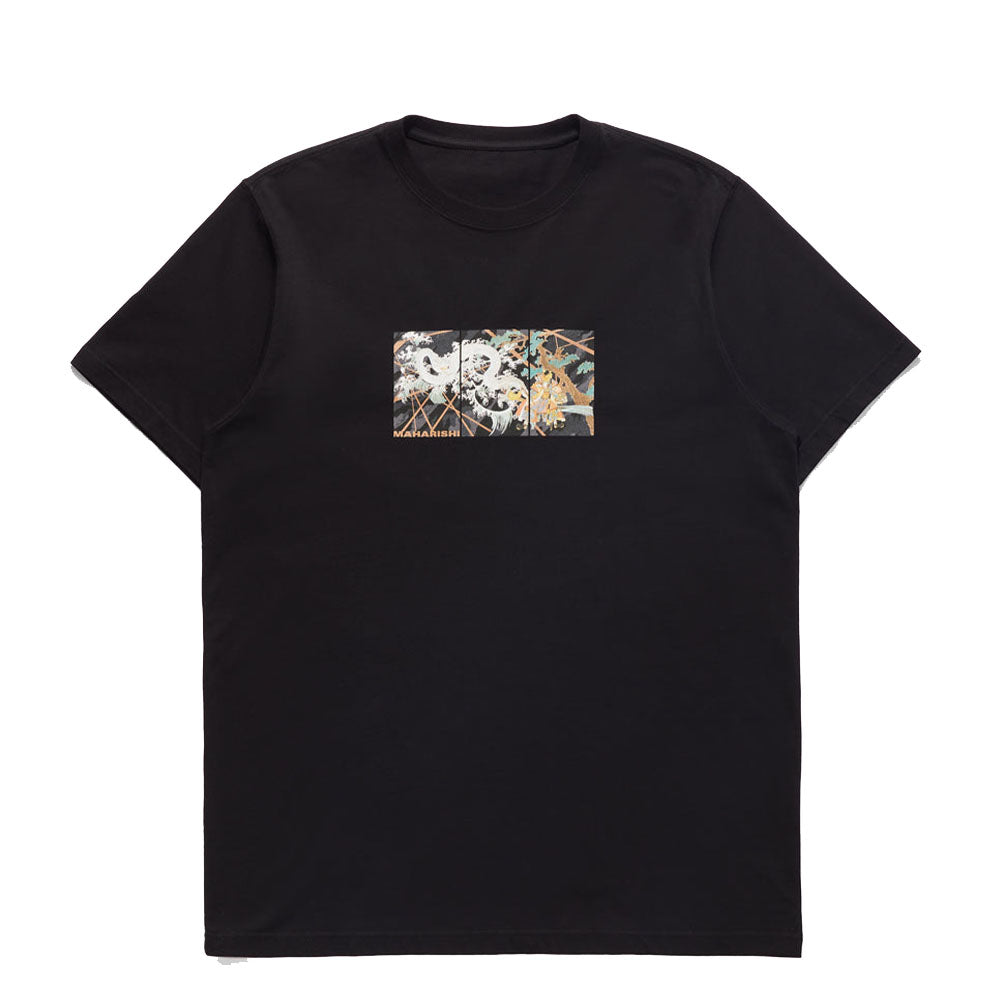 Triptych Water Dragon Tshirt Organic Cotton Jerse Black Ar