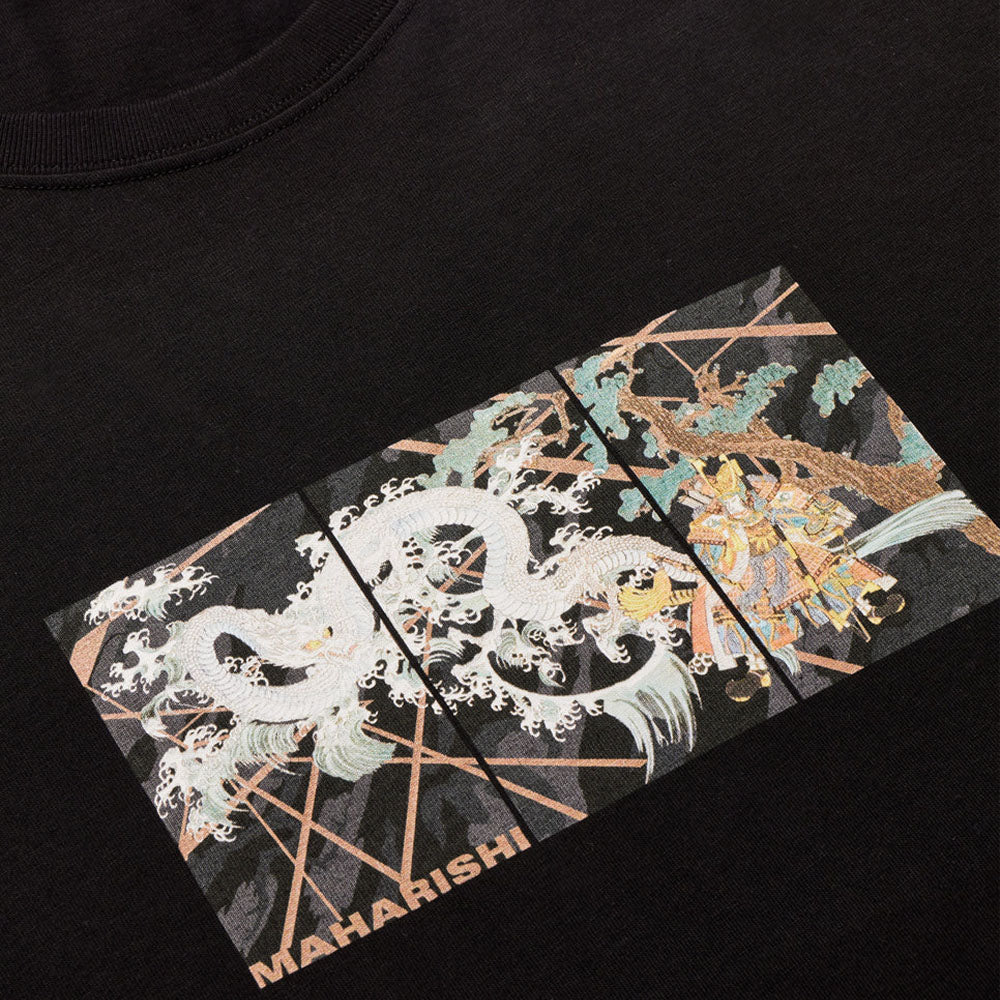 Triptych Water Dragon Tshirt Organic Cotton Jerse Black Ar