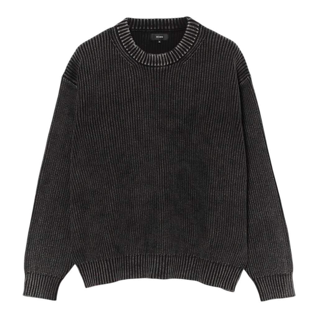 7G Snow Wash Crew Neck Knit Black