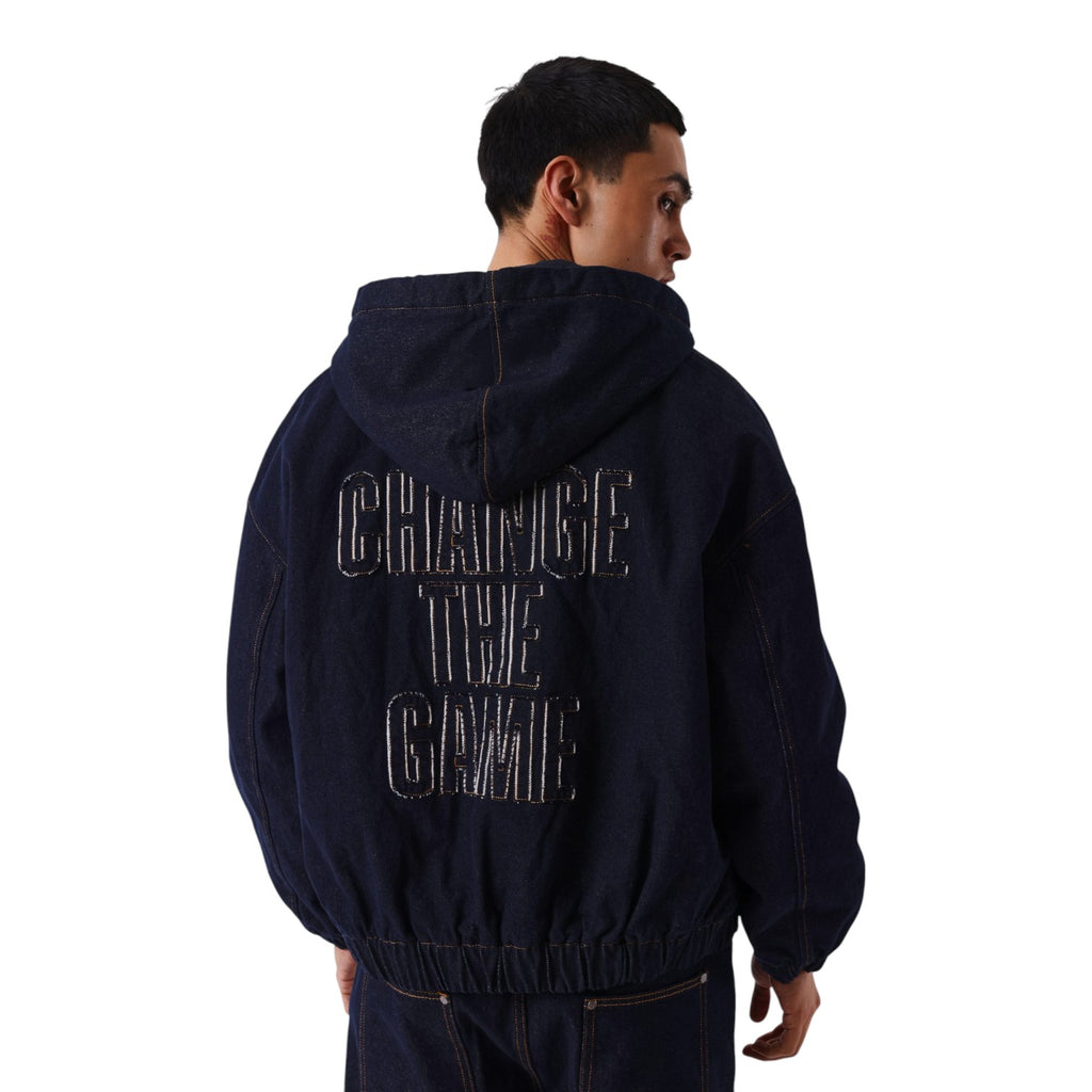 Denim Hooded Jacket Blue