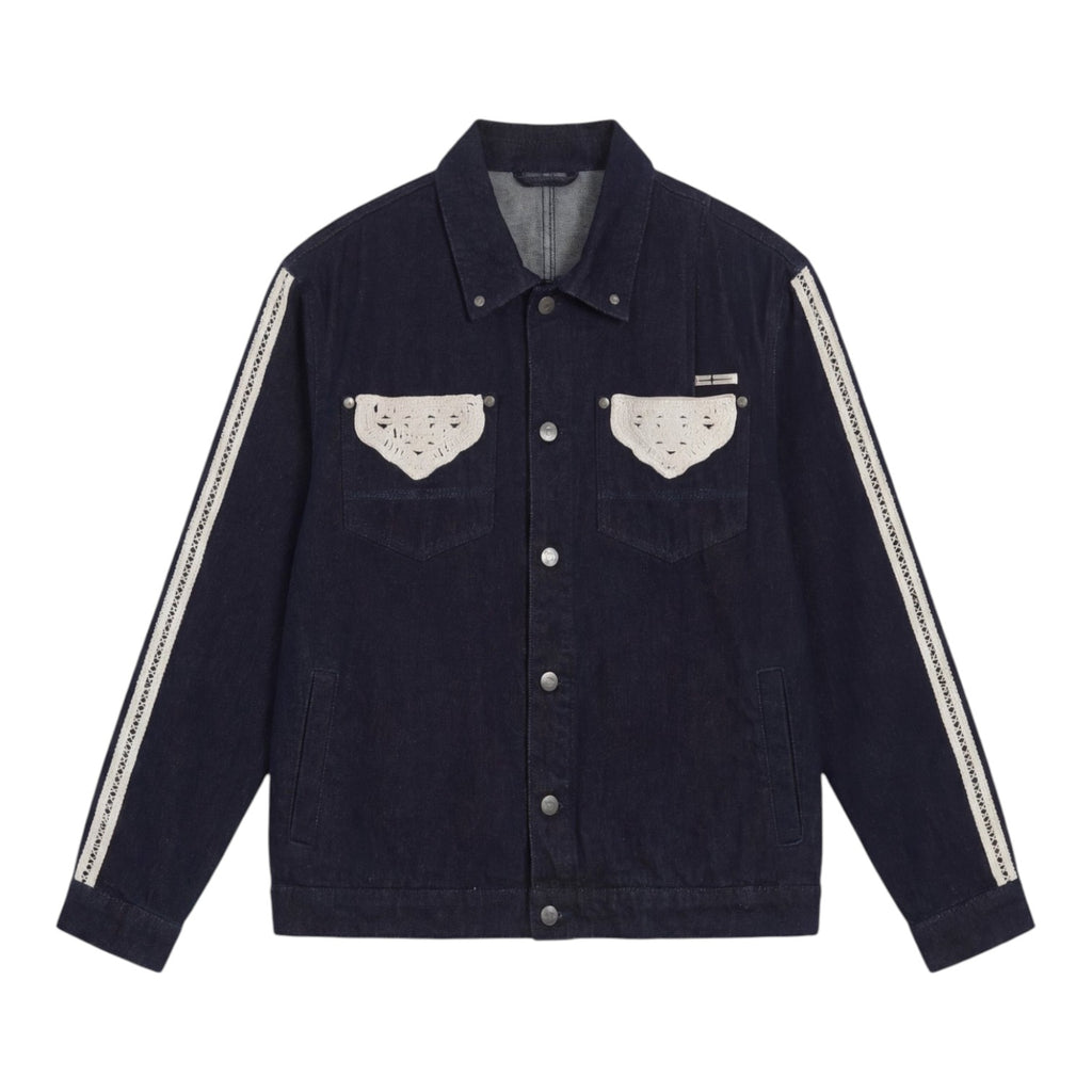 Two-Tone Denim Jacket With Crochet Details