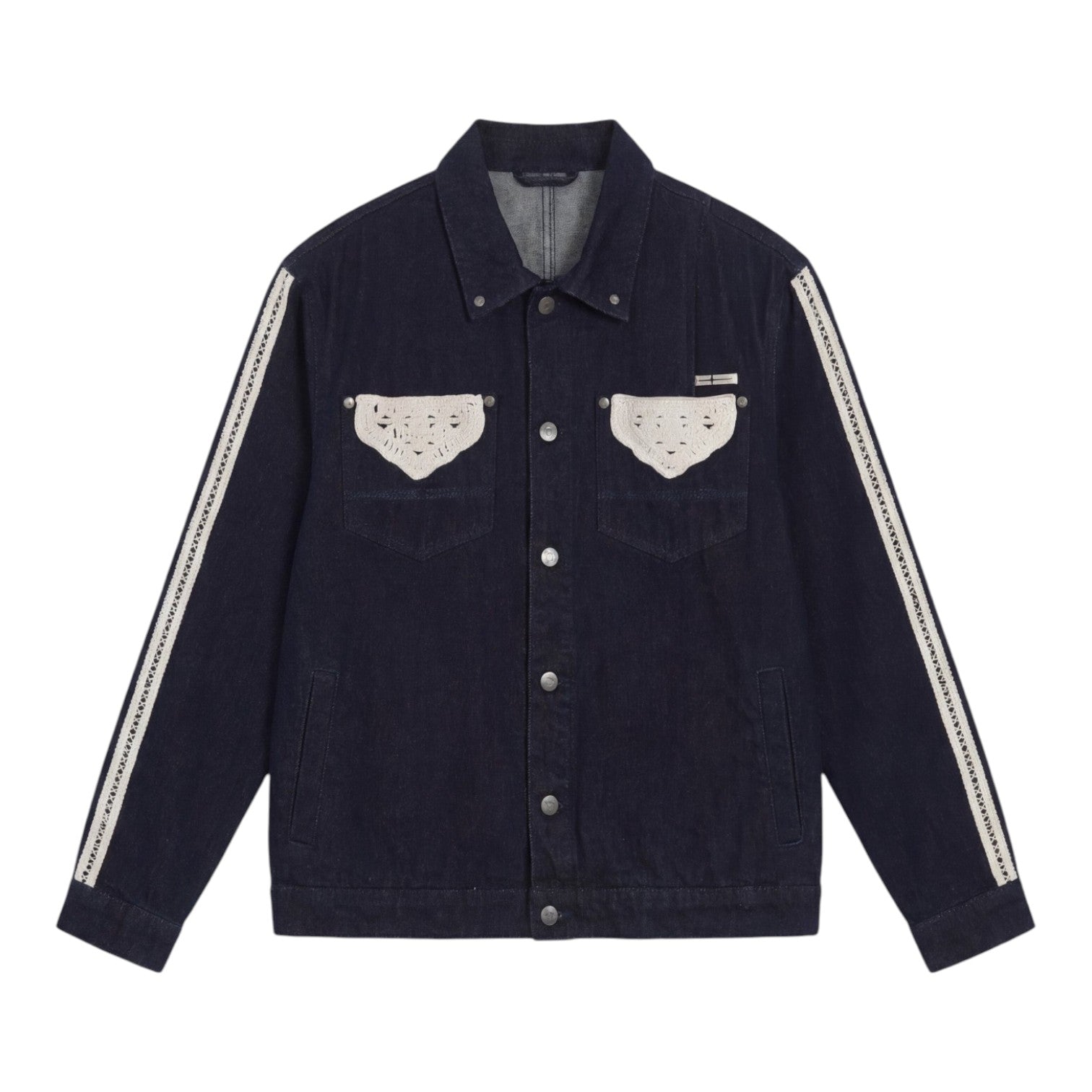 Two-Tone Denim Jacket With Crochet Details