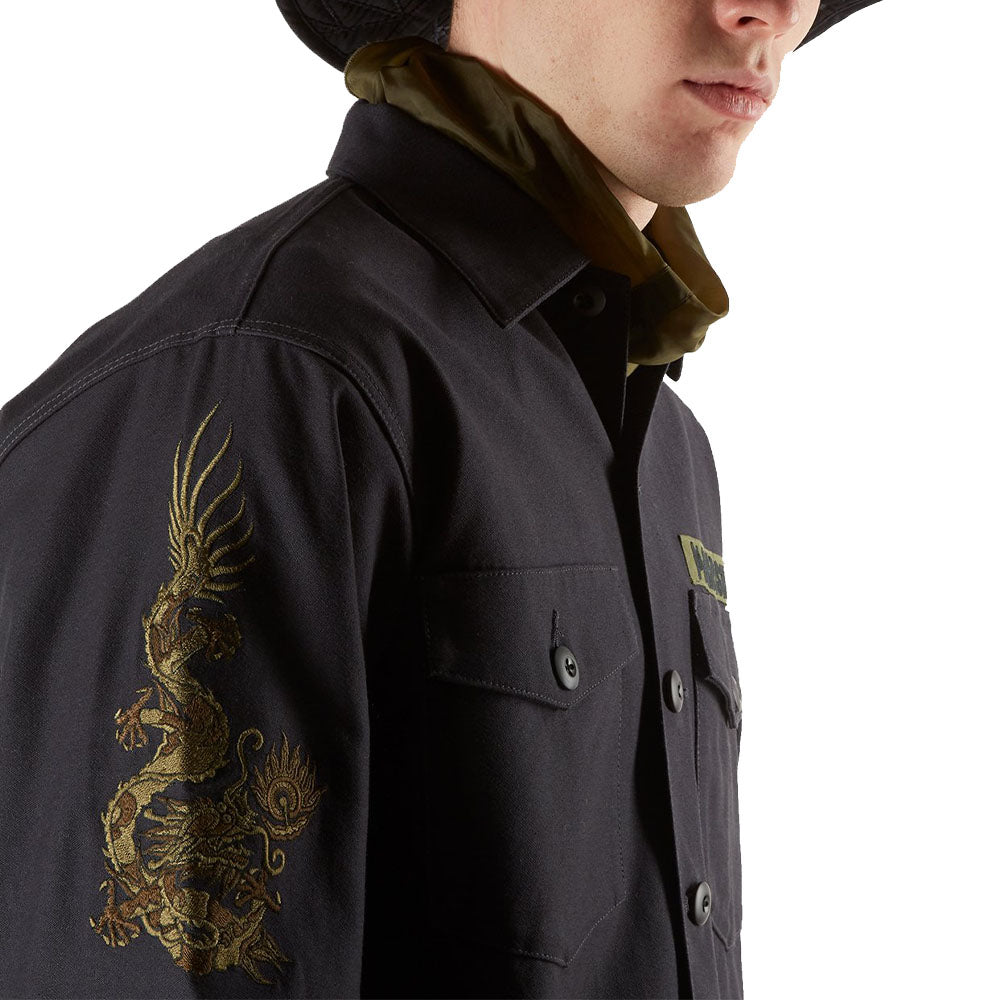 Dragon Embroidered Shirt Organic Cottonsateen