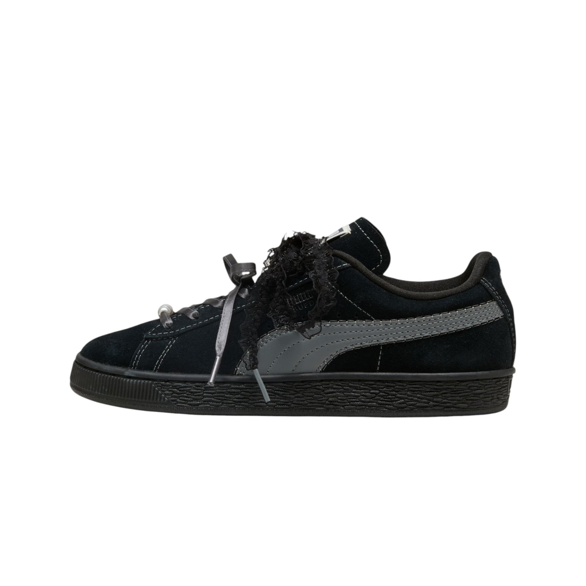 Suede Bloom Black Sneakers