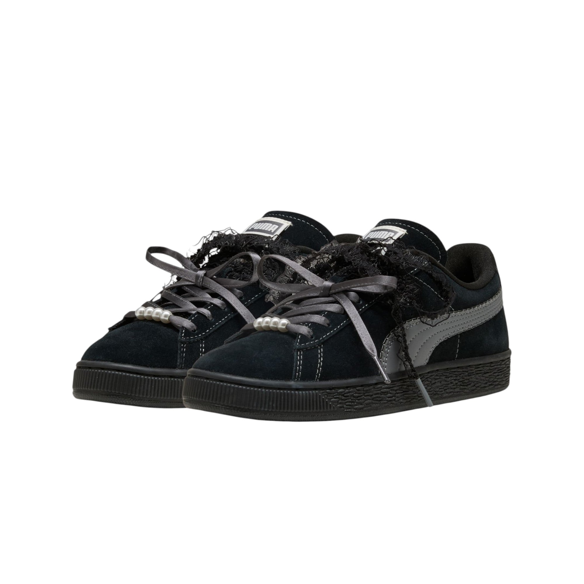 Suede Bloom Black Sneakers