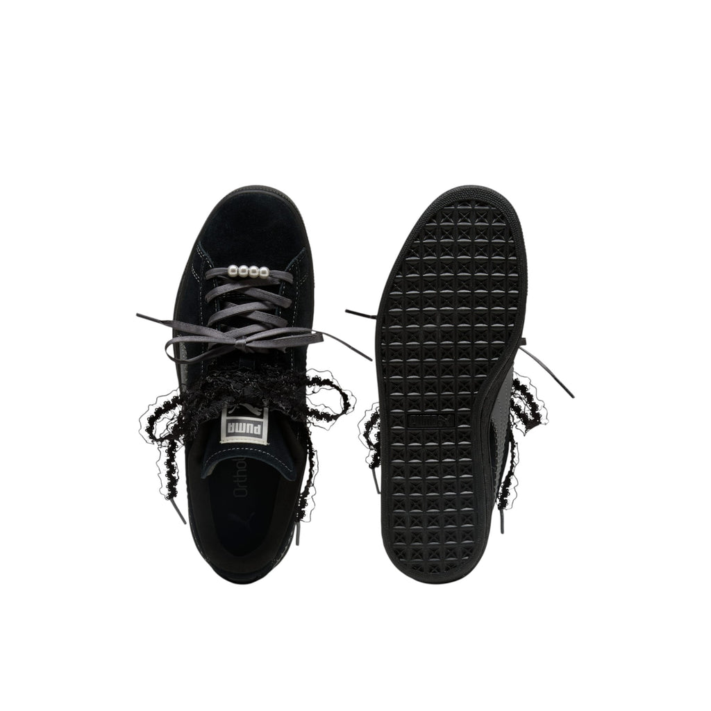 Suede Bloom Black Sneakers