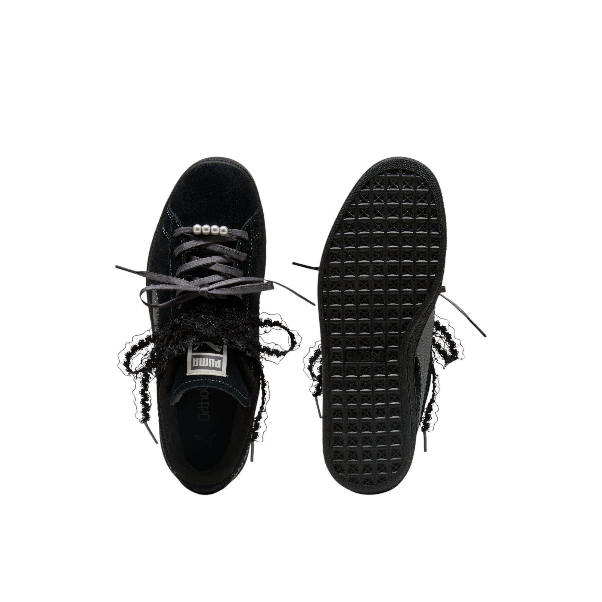 Suede Bloom Black Sneakers