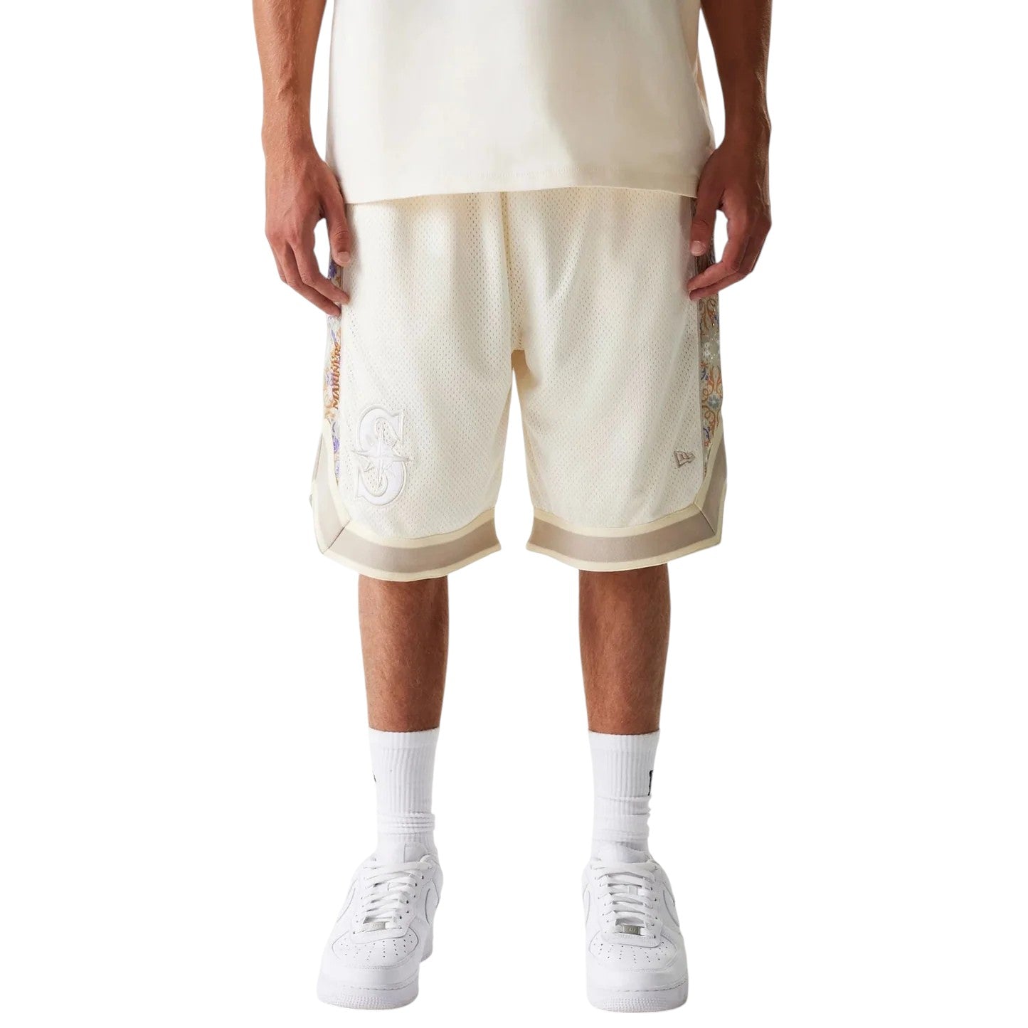 Seattle Mariners MLB Infill Open White Mesh Shorts