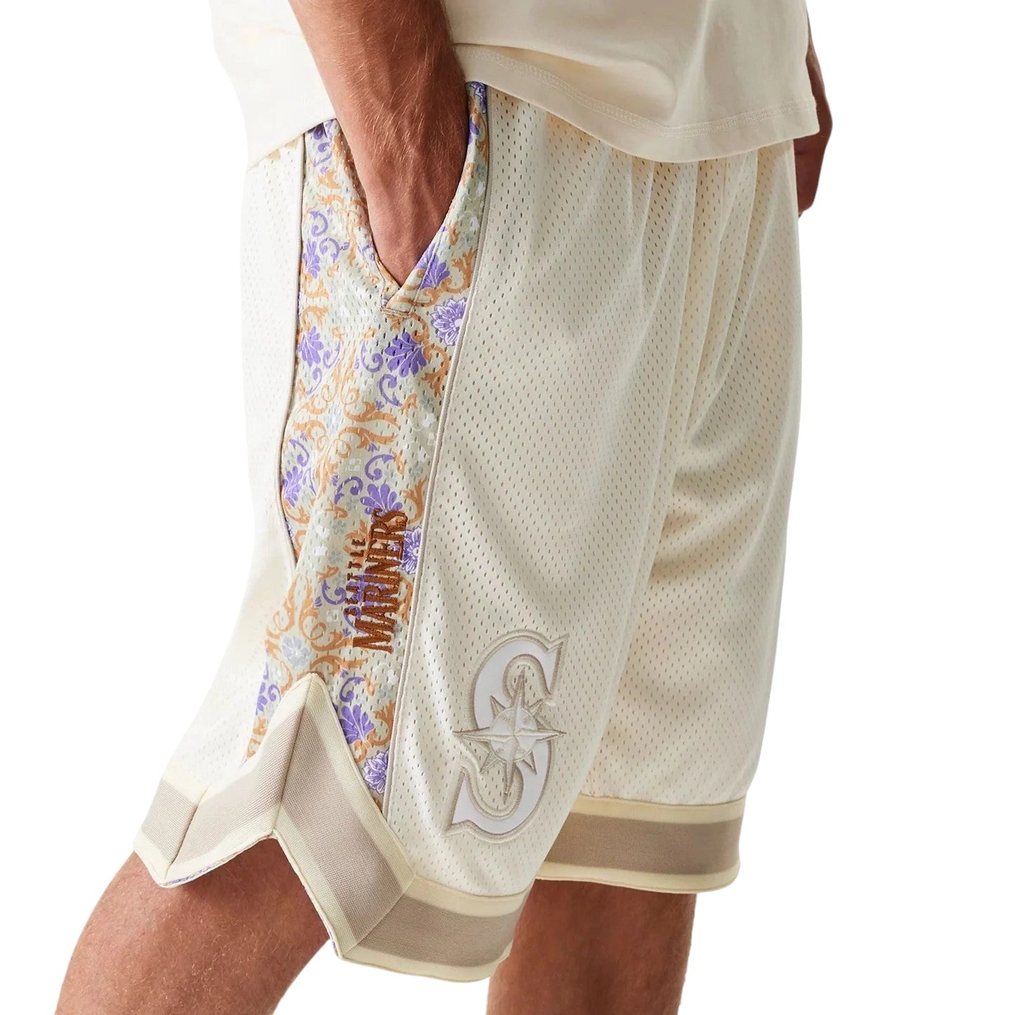 Seattle Mariners MLB Infill Open White Mesh Shorts