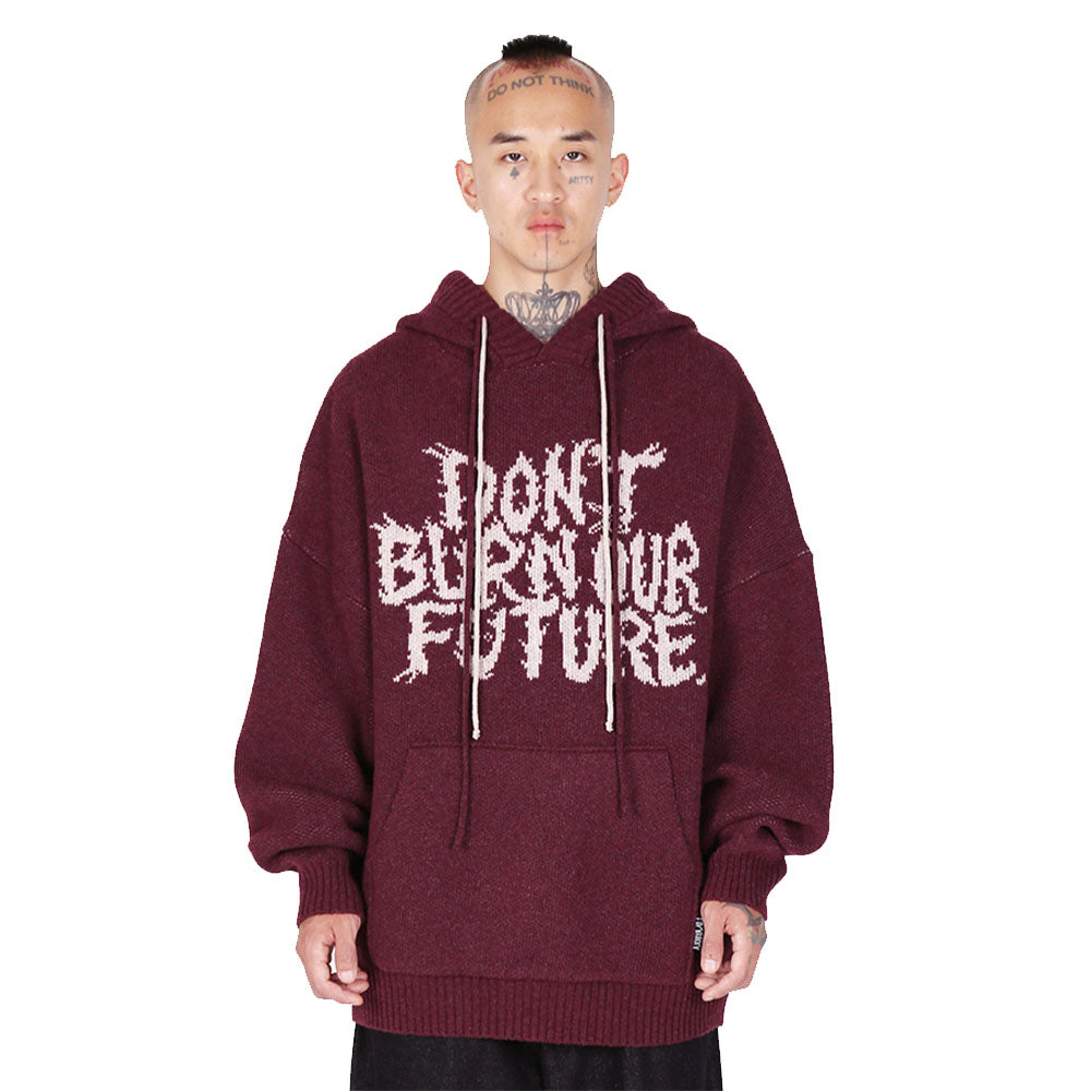 Oversized (19) S ogan Woo  Knit Hoodie