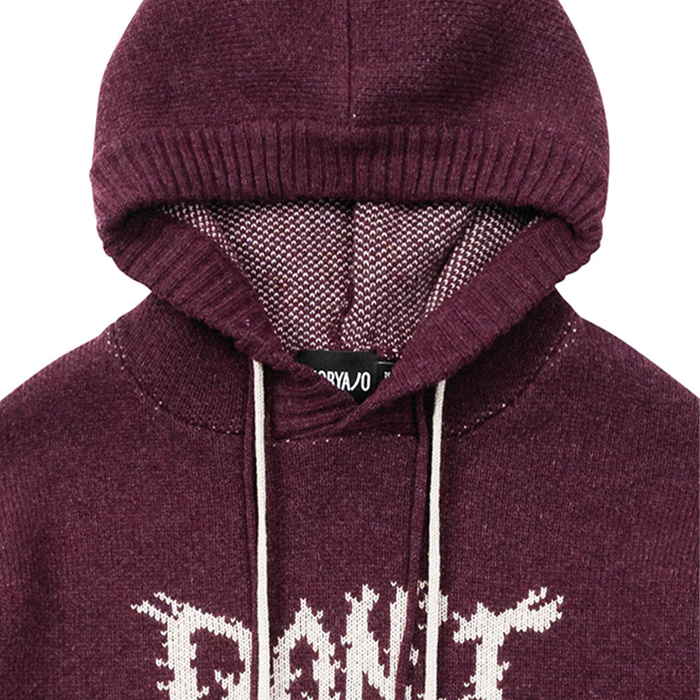 Oversized (19) S ogan Woo  Knit Hoodie