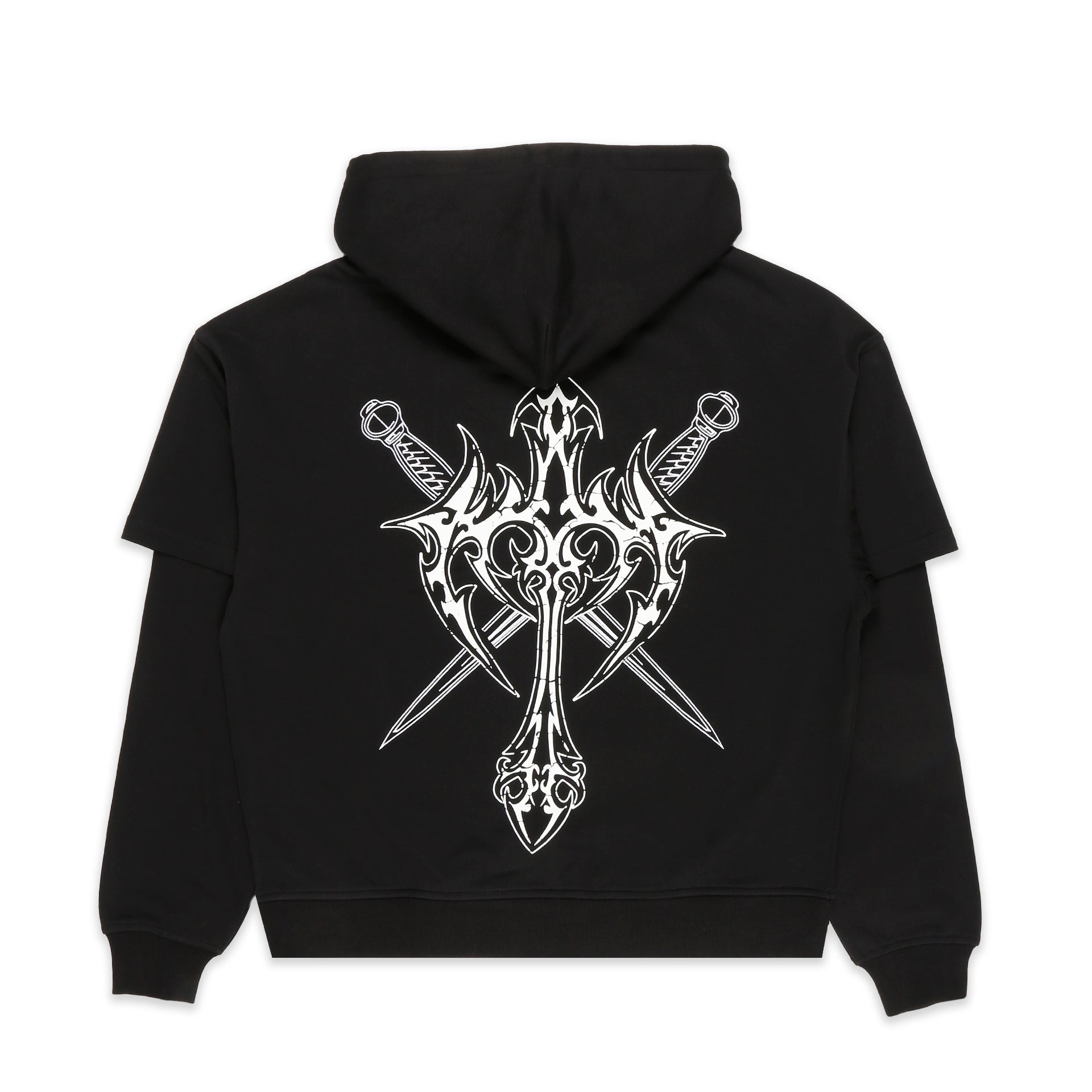 2 In 1  elf Cracked Cro   And Dagger Graphic Print Hoodie