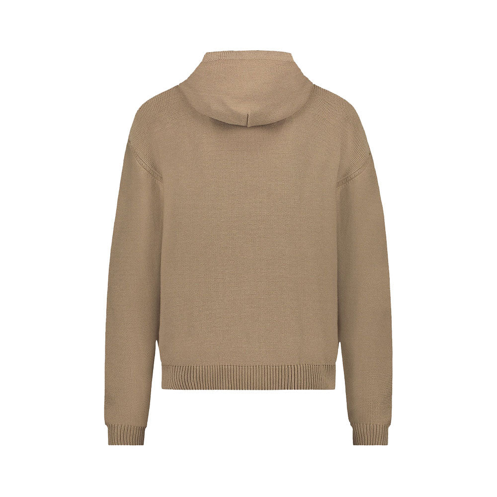 Knitted Hoodie In Brown