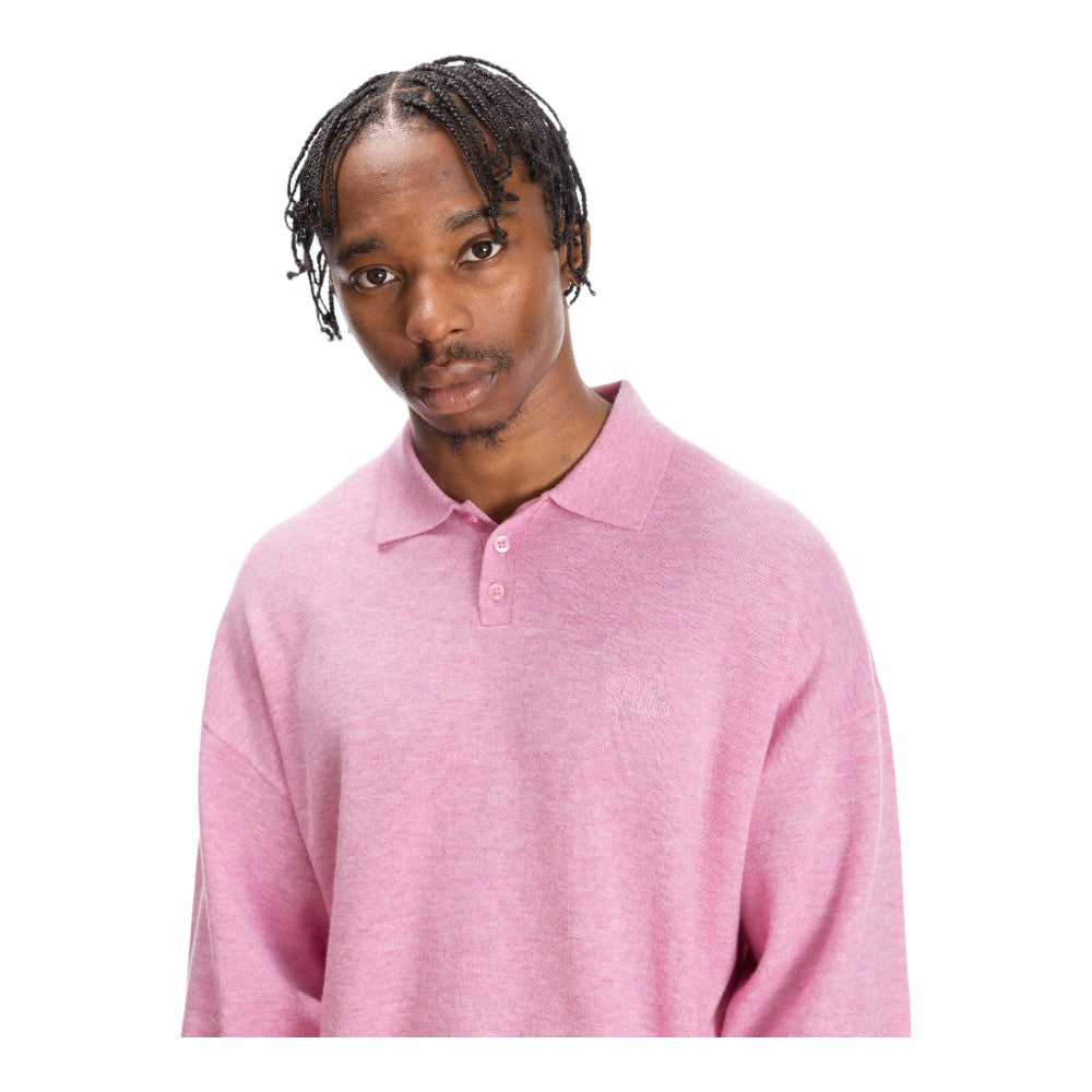 Knitted Wool Longsleeve Polo Shirt