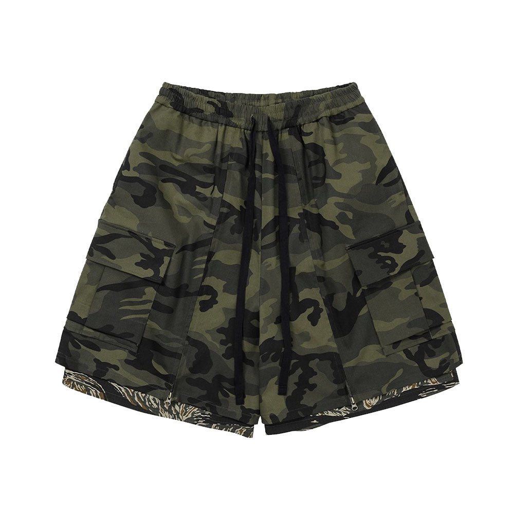 Camouflage Layered Zip Up Pants