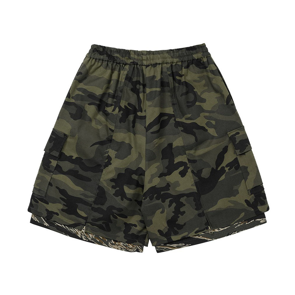 Camouflage Layered Zip Up Pants