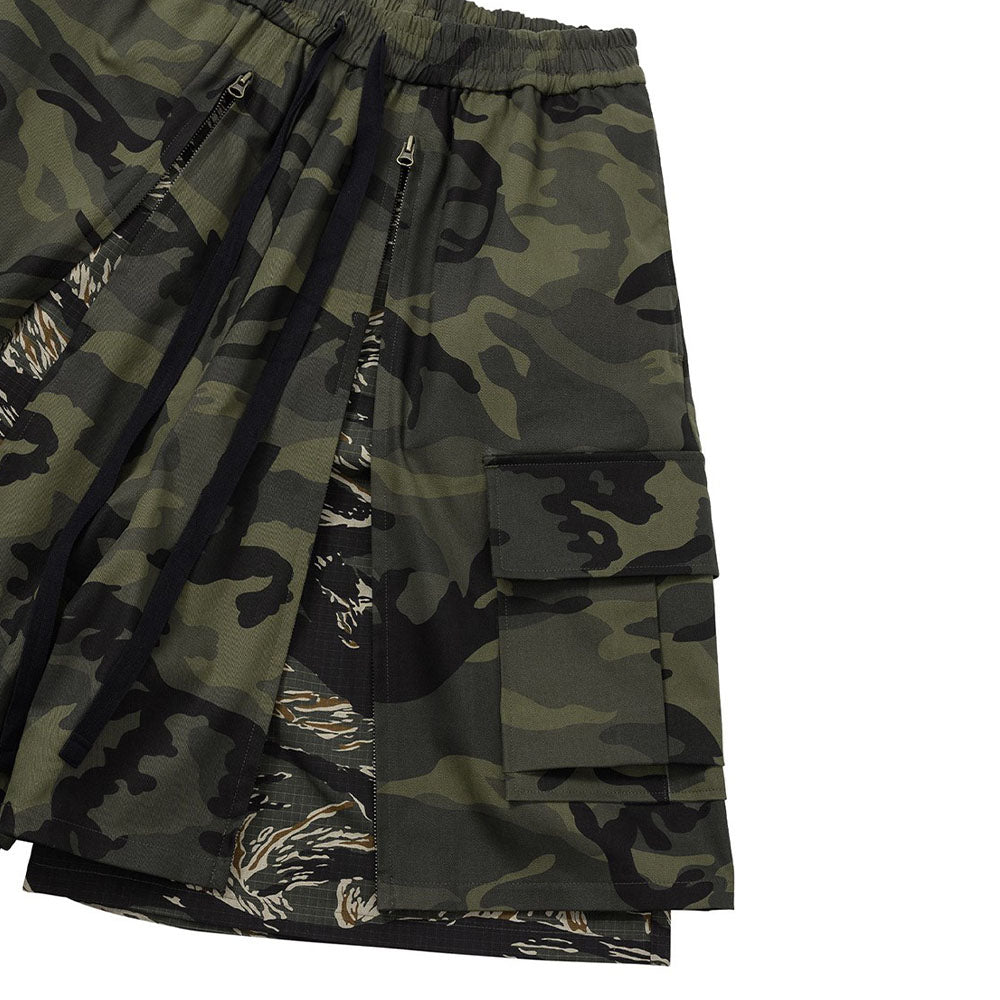 Camouflage Layered Zip Up Pants