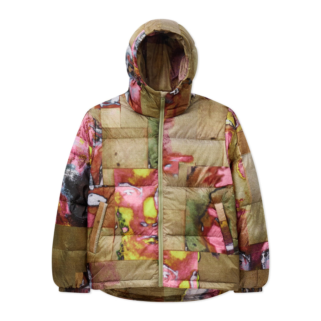 Printed Faces Collage Puffer Jacket