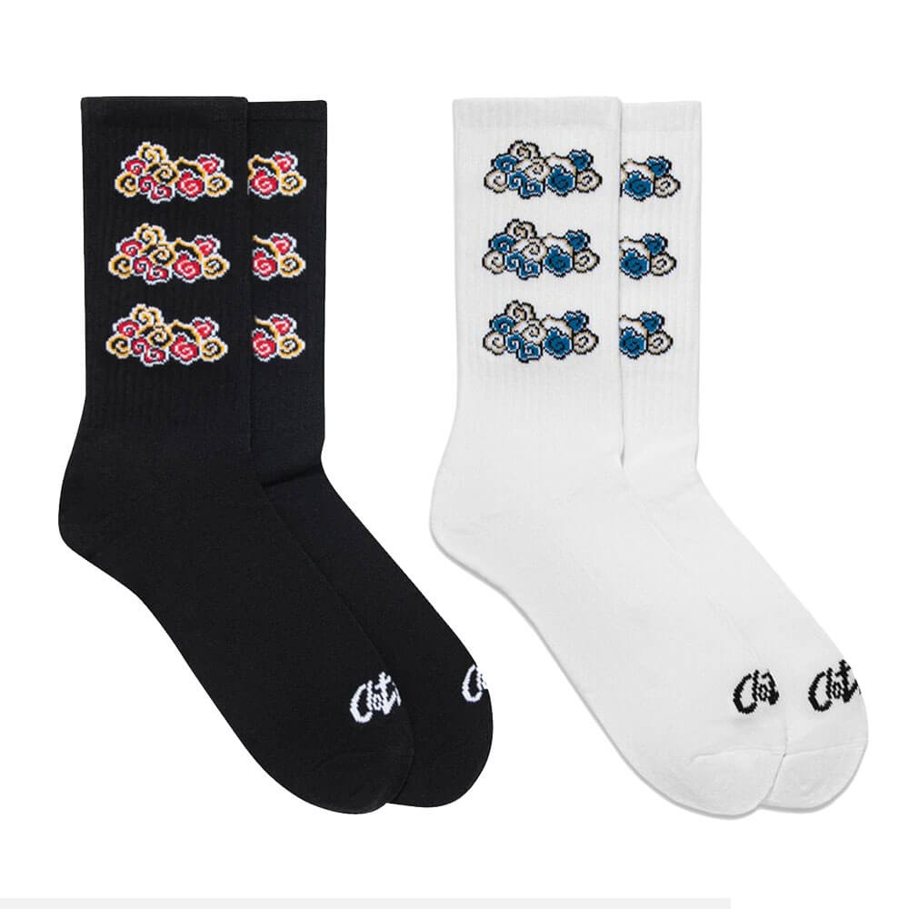 CLOUD SOCKS (WHITE / BLACK, 2PCS SET)