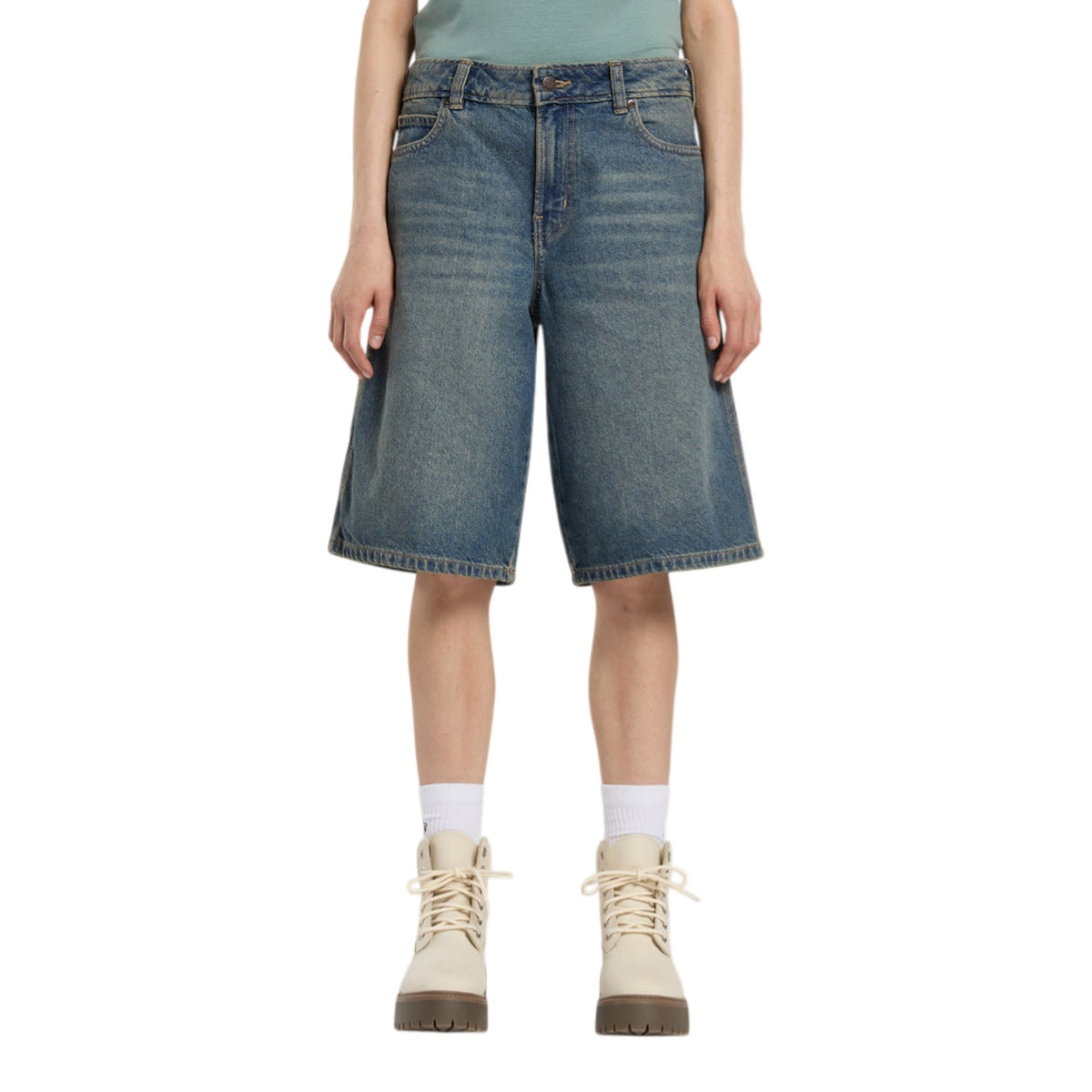 957 13 INCH DENIM SHORT W KHAKI TINTED BLUE