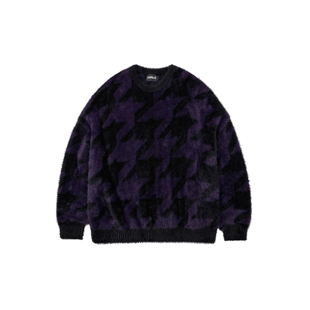 Houndstooth Check Oversized Sweater