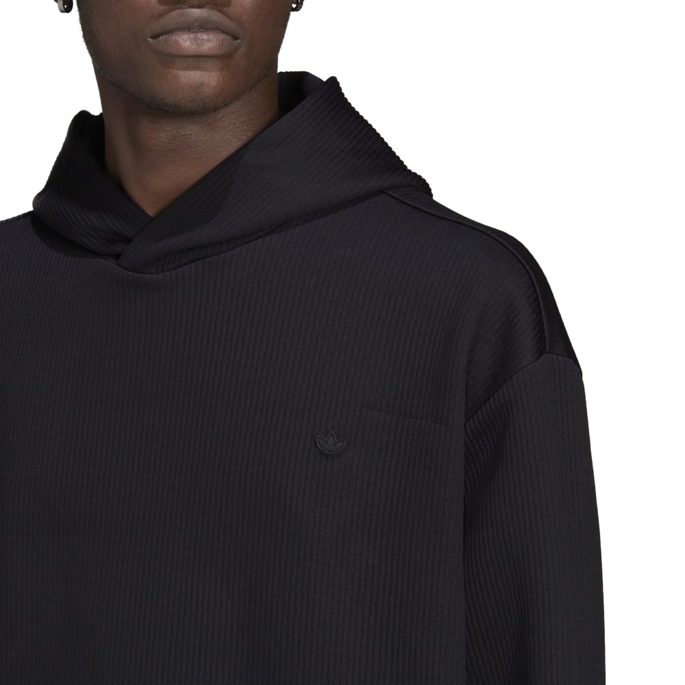 C PLISSE HOODY-BLACK