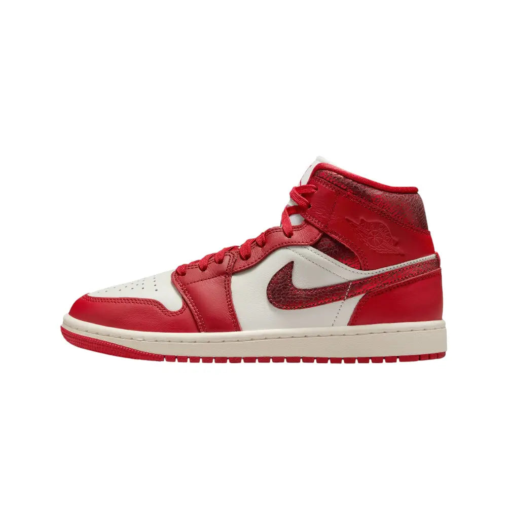 Air Jordan 1 Mid Red Cracked Leather