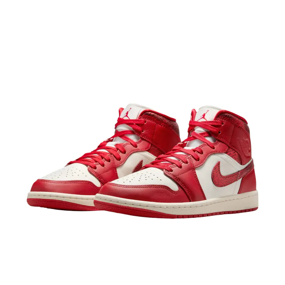 Air Jordan 1 Mid Red Cracked Leather