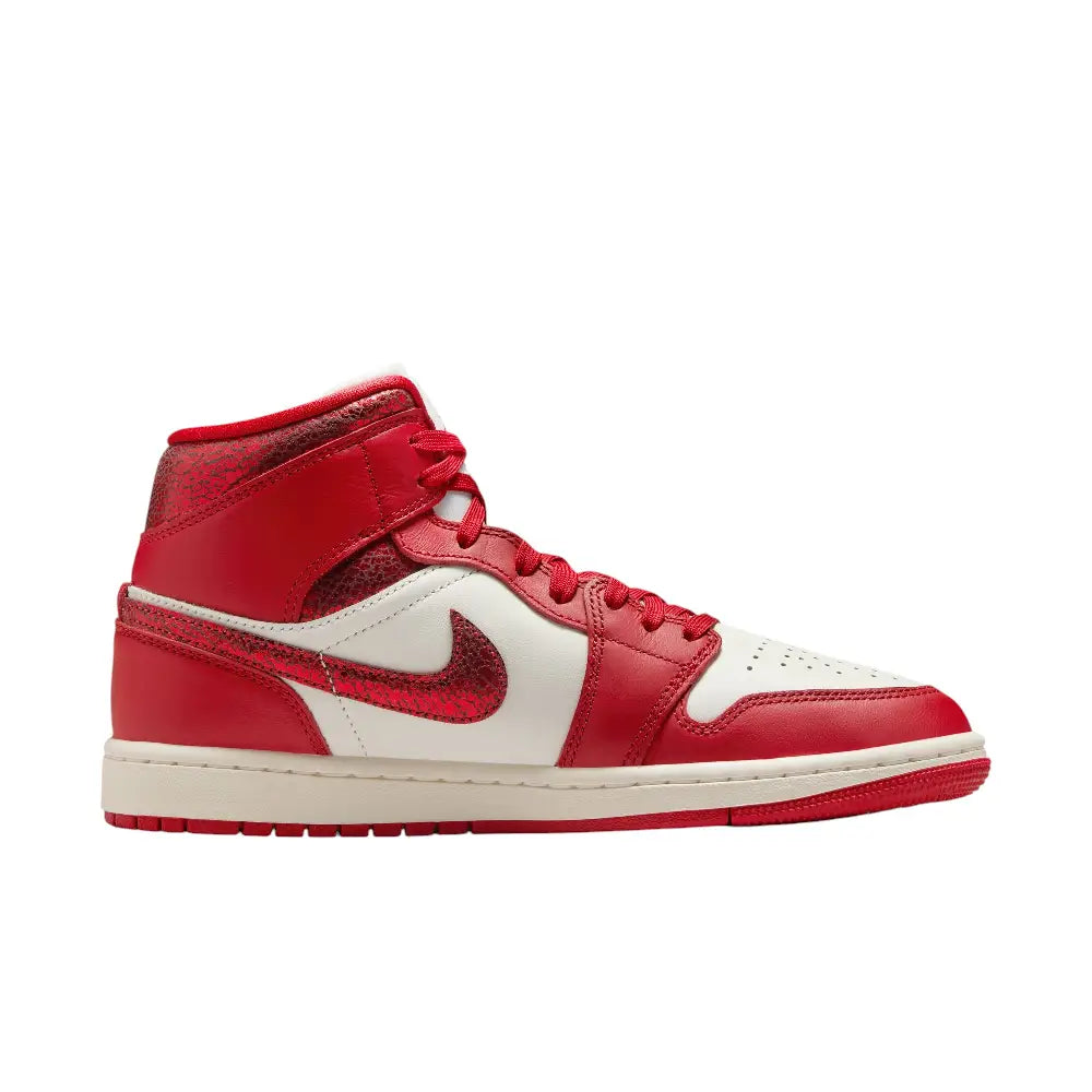Air Jordan 1 Mid Red Cracked Leather