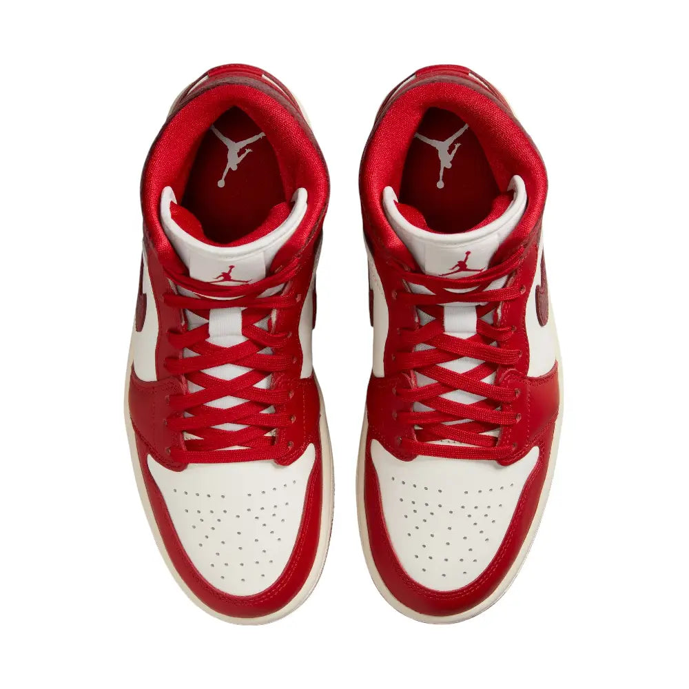 Air Jordan 1 Mid Red Cracked Leather
