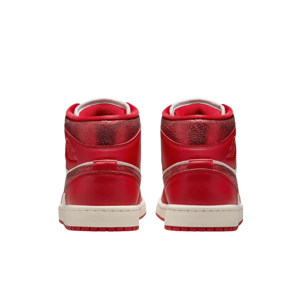 Jordan Air Jordan 1 Mid SE Red Cracked Leather