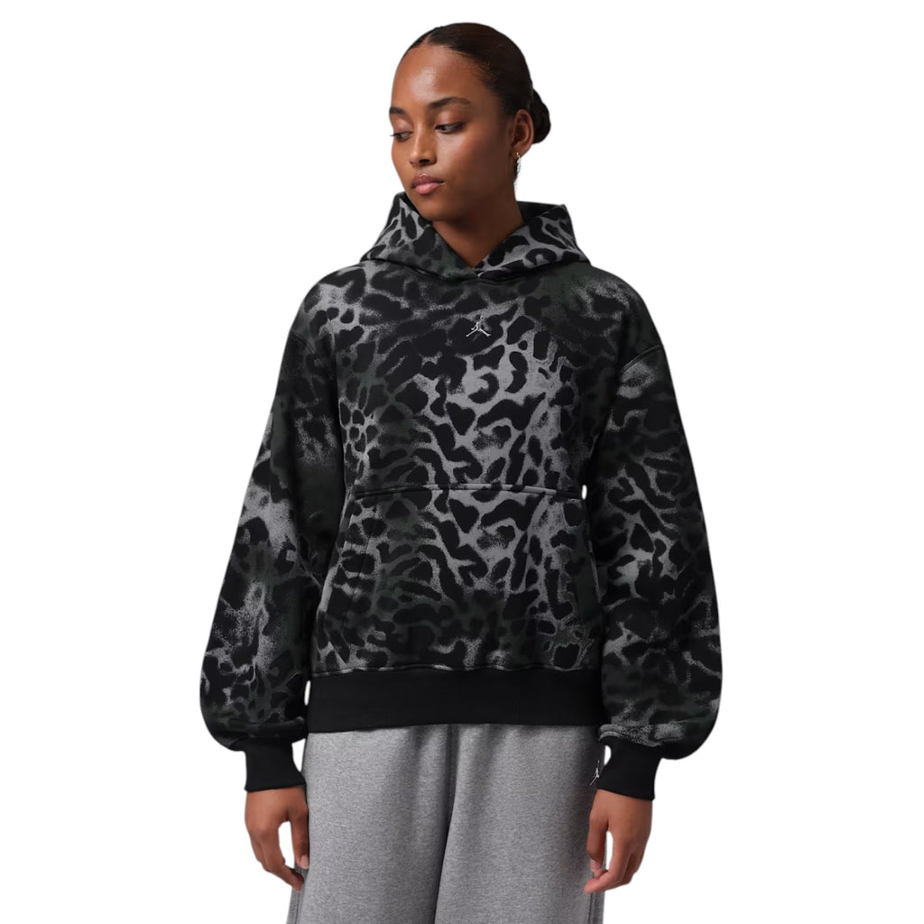 Brooklyn Animal Print Fleece Hoodie Black