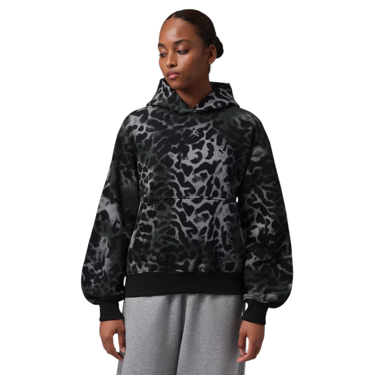 Brooklyn Animal Print Fleece Hoodie Black