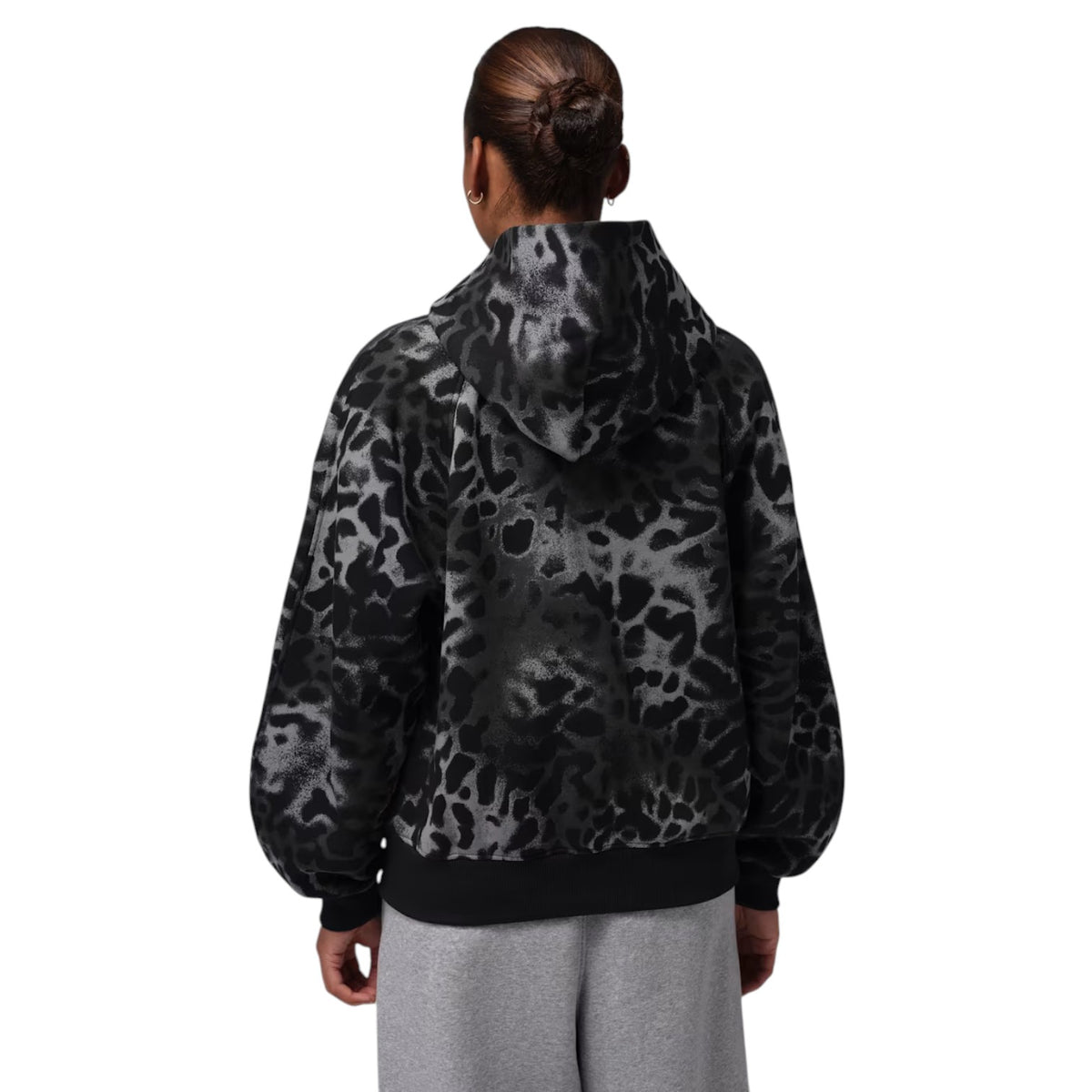 Brooklyn Animal Print Fleece Hoodie Black
