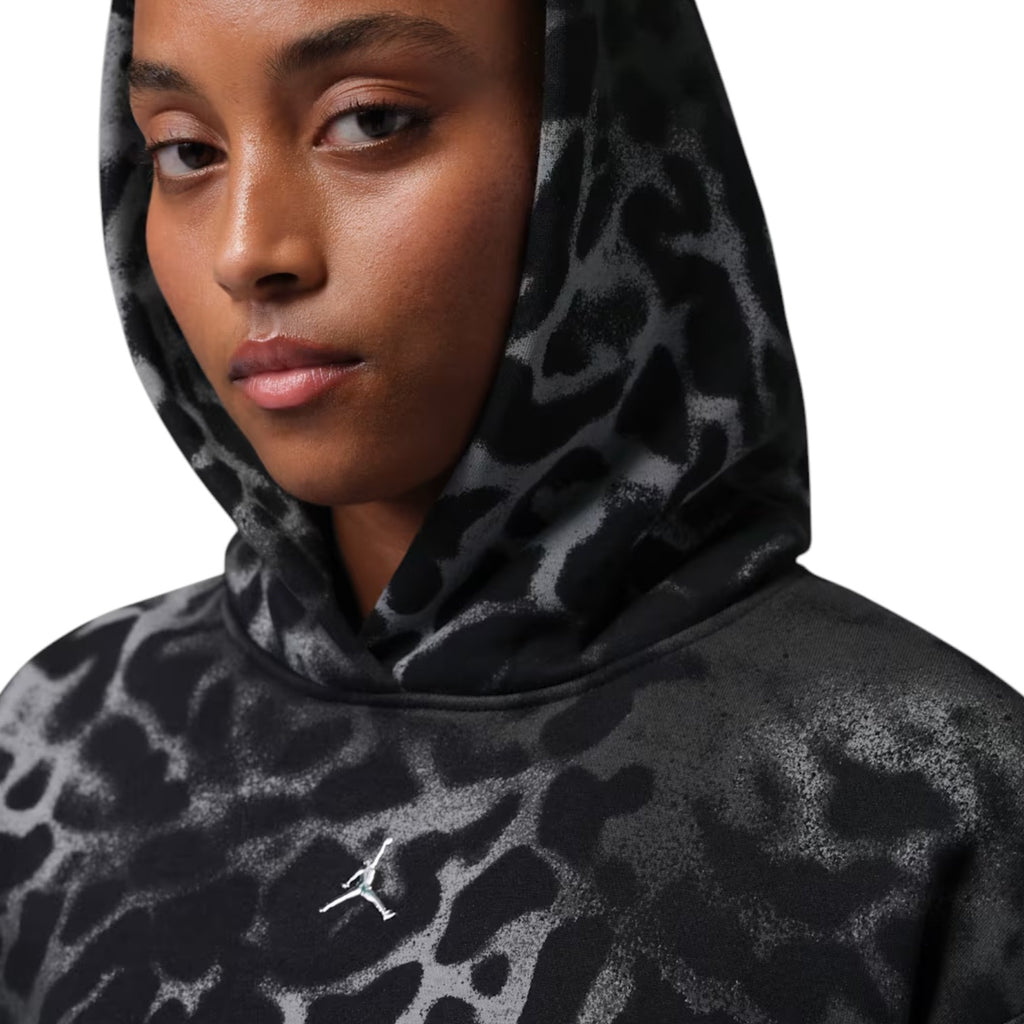 Brooklyn Animal Print Fleece Hoodie Black