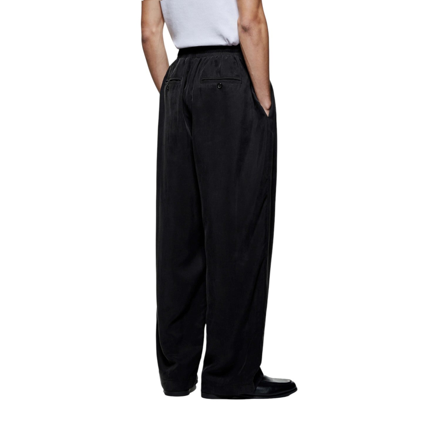 Sandwash Cupro Wide Leg Pant Black