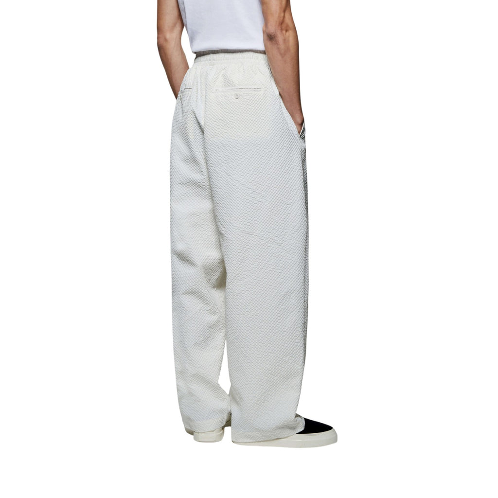 Seersucker Wide Leg Trousers Bone