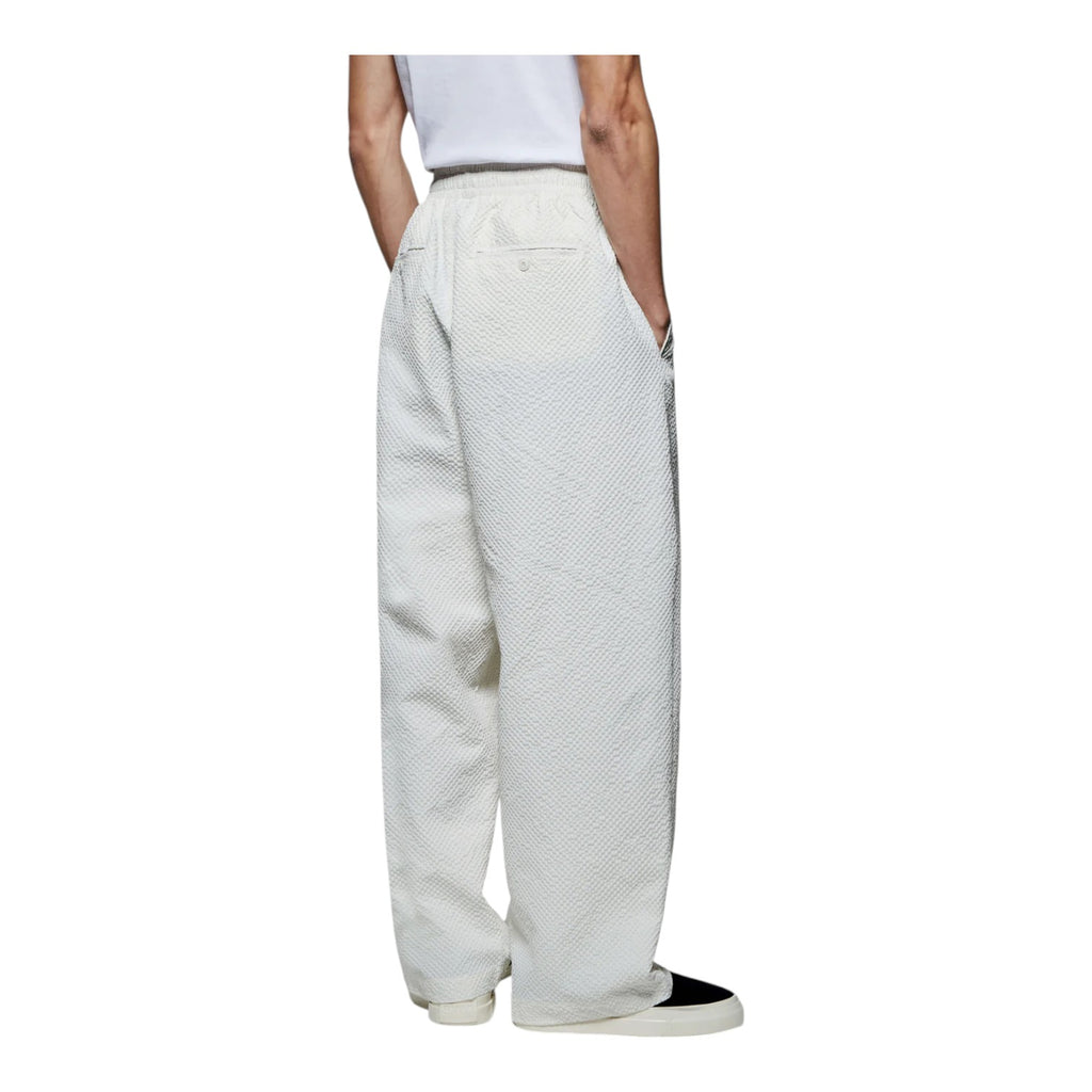 Seersucker Wide Leg Trousers Bone