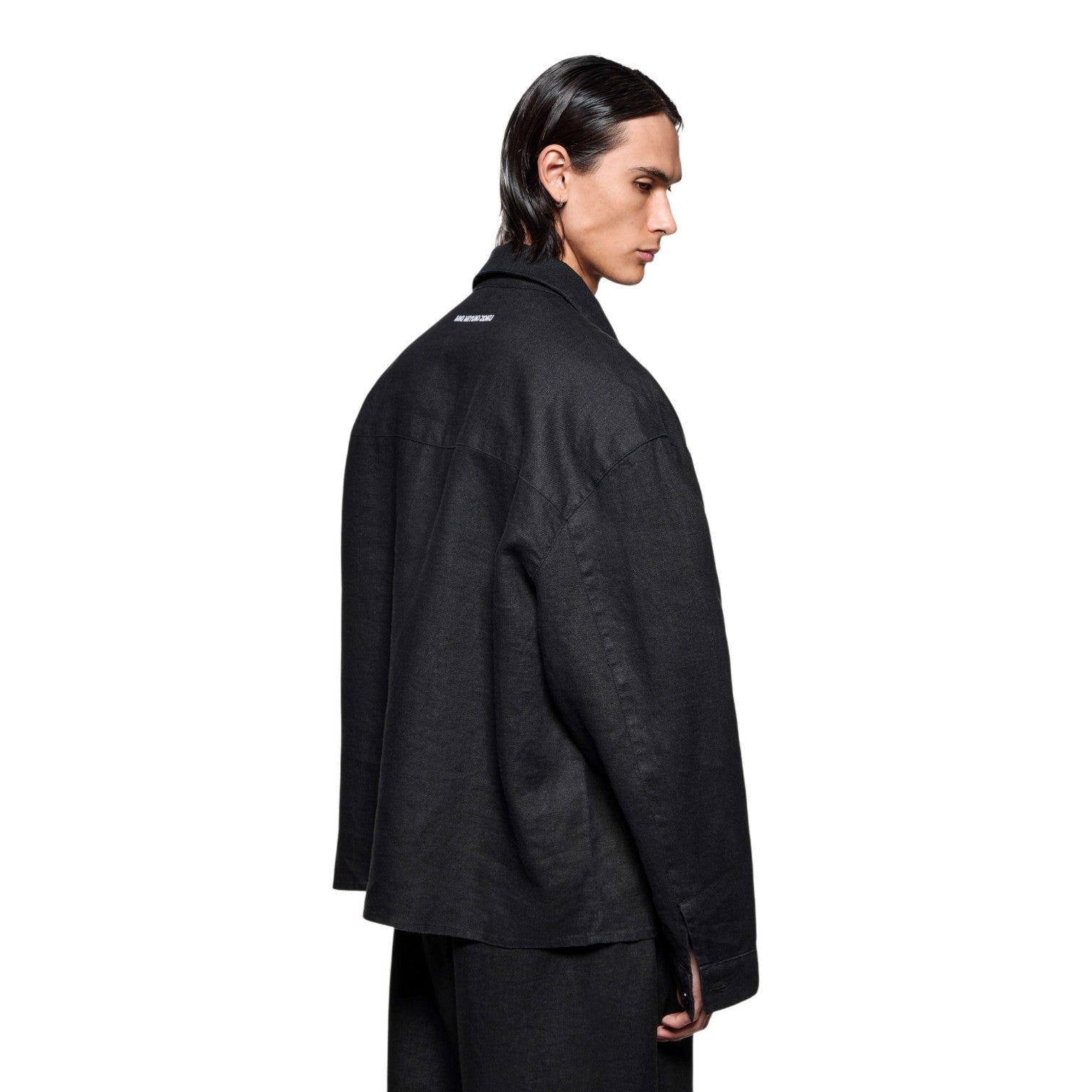 Linen Box Dress Shirt Black
