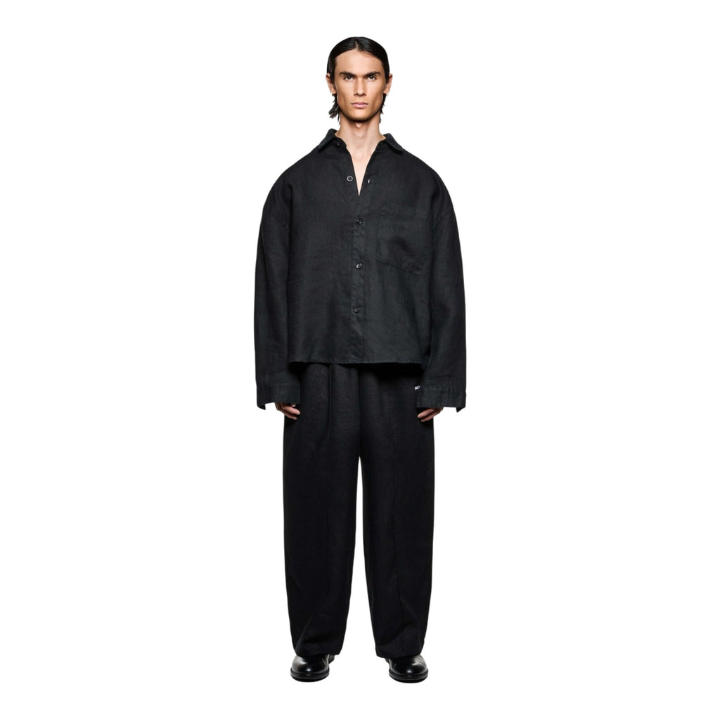 Linen Box Dress Shirt Black