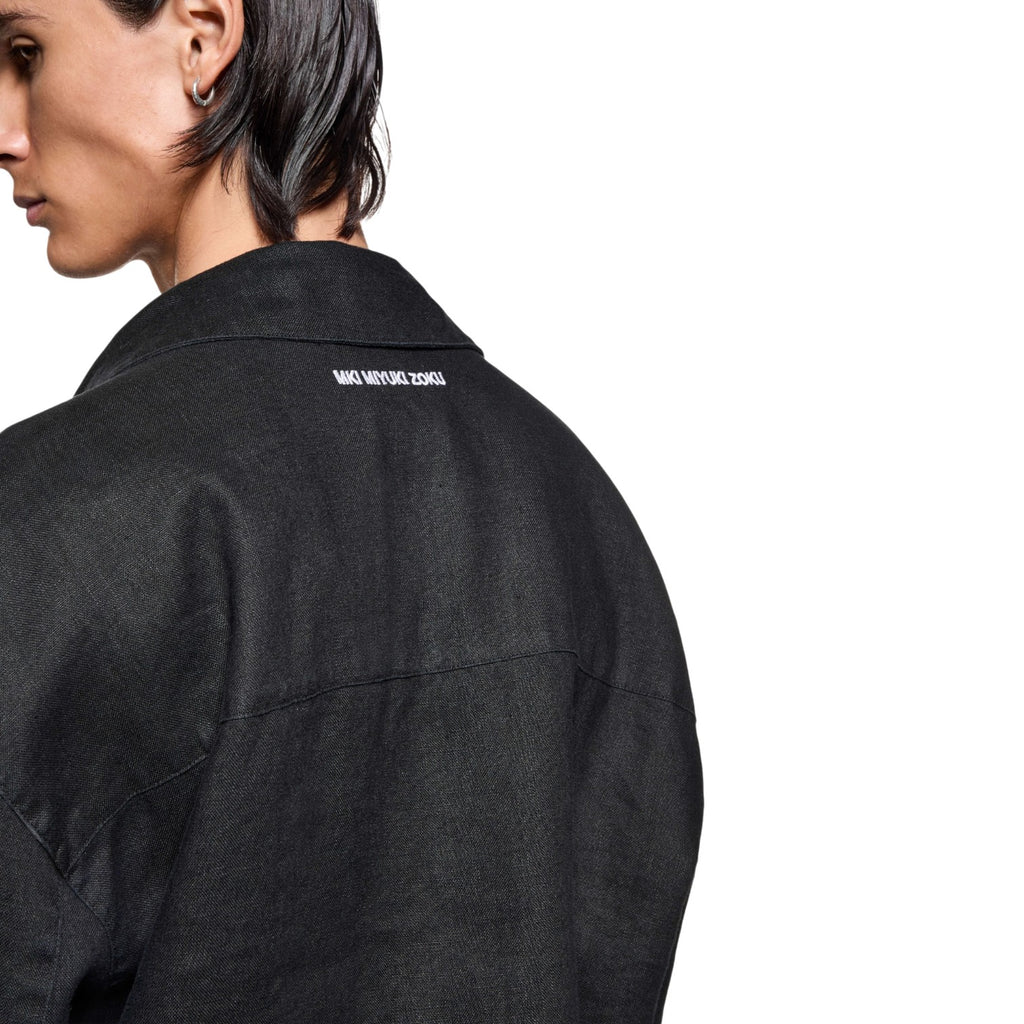Linen Box Dress Shirt Black