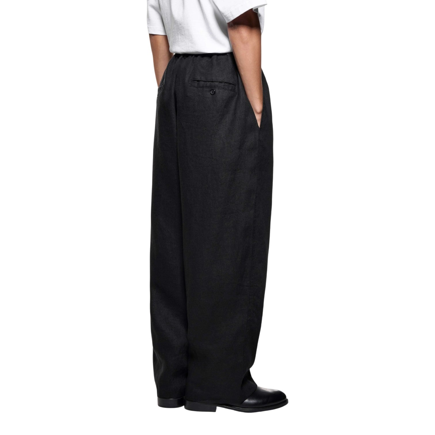 Linen Wide Leg Pants Black