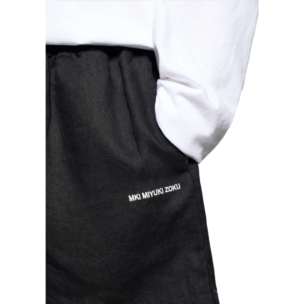 Linen Wide Leg Shorts Black