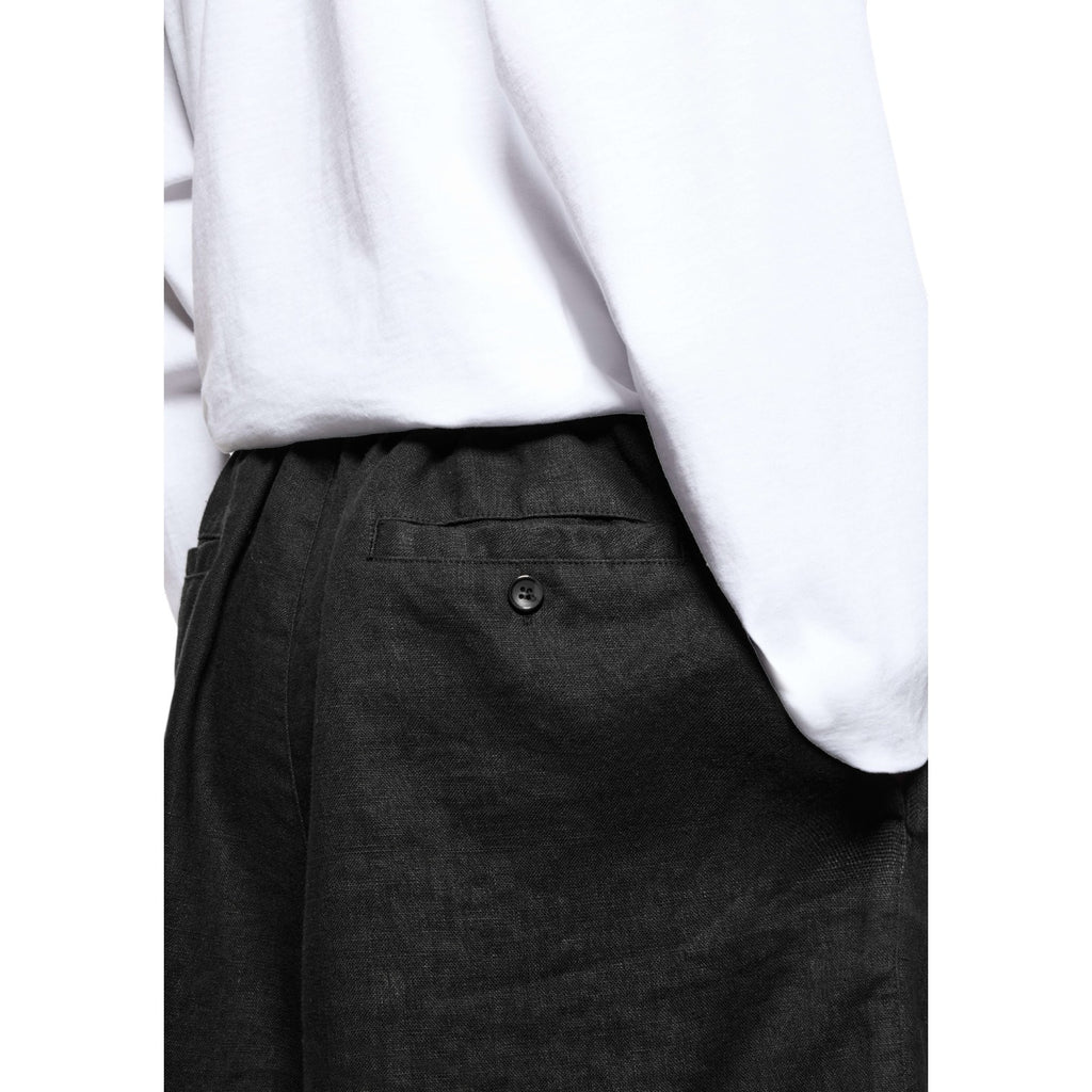 Linen Wide Leg Shorts Black
