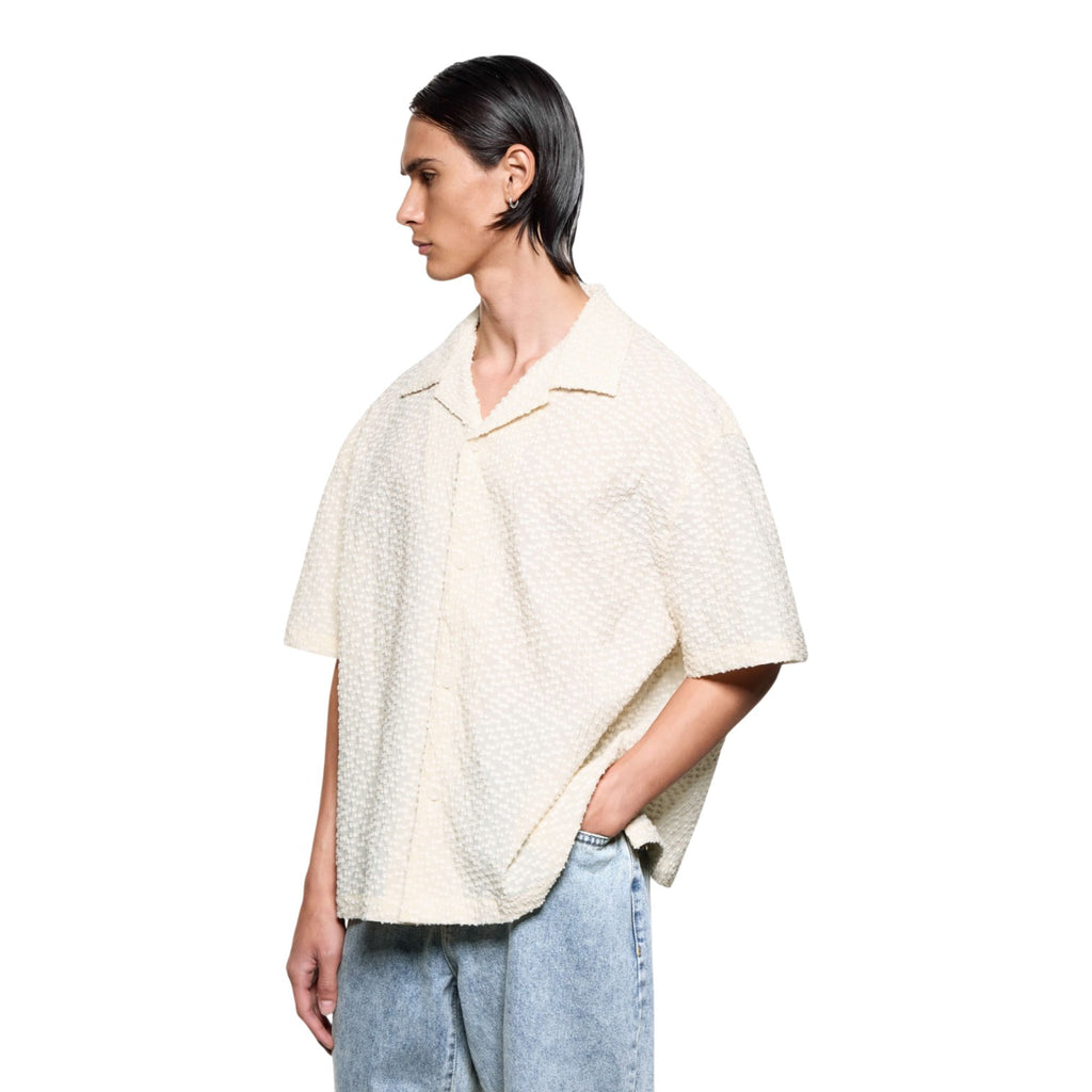 Ribbon Jacquard Vacation Shirt Beige
