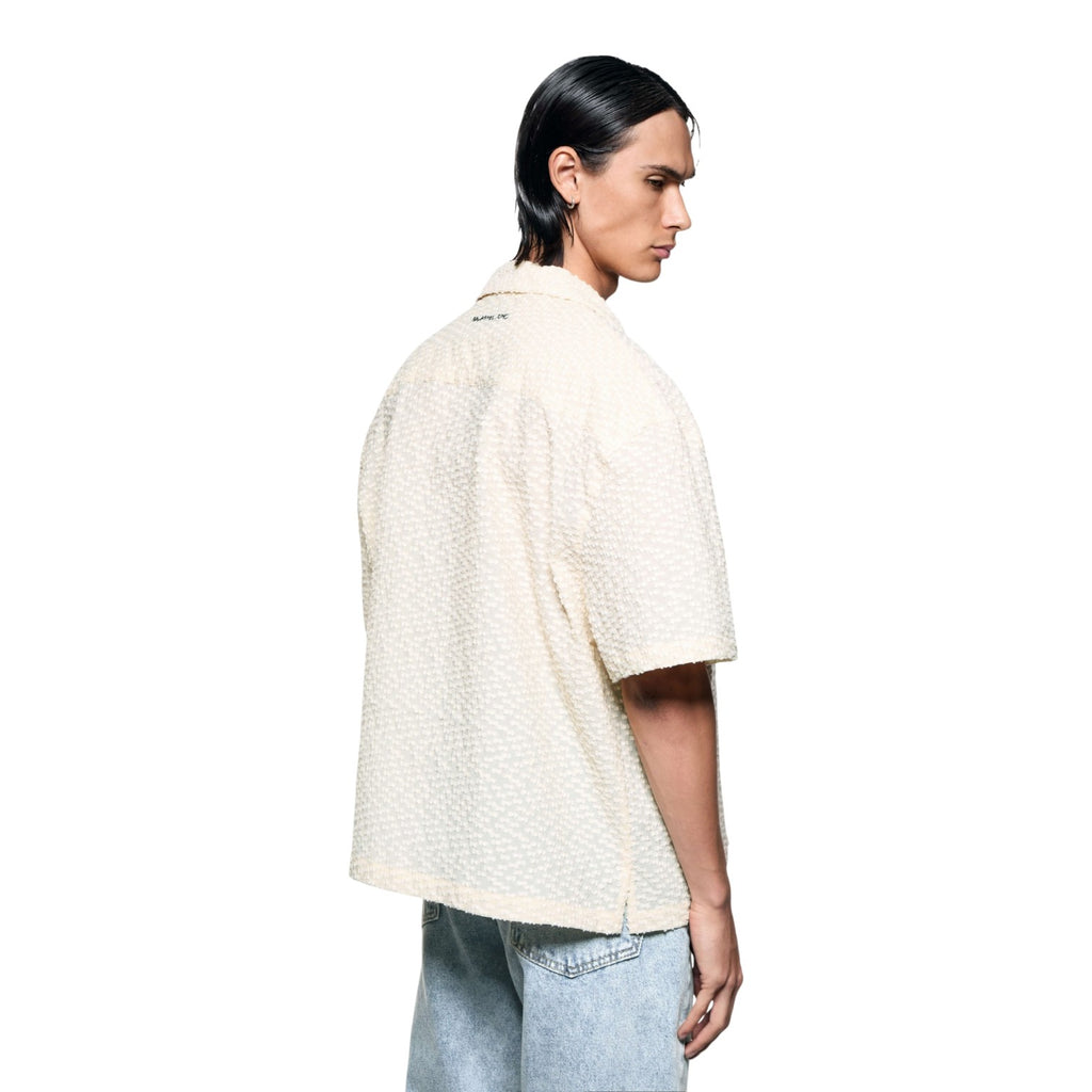 Ribbon Jacquard Vacation Shirt Beige