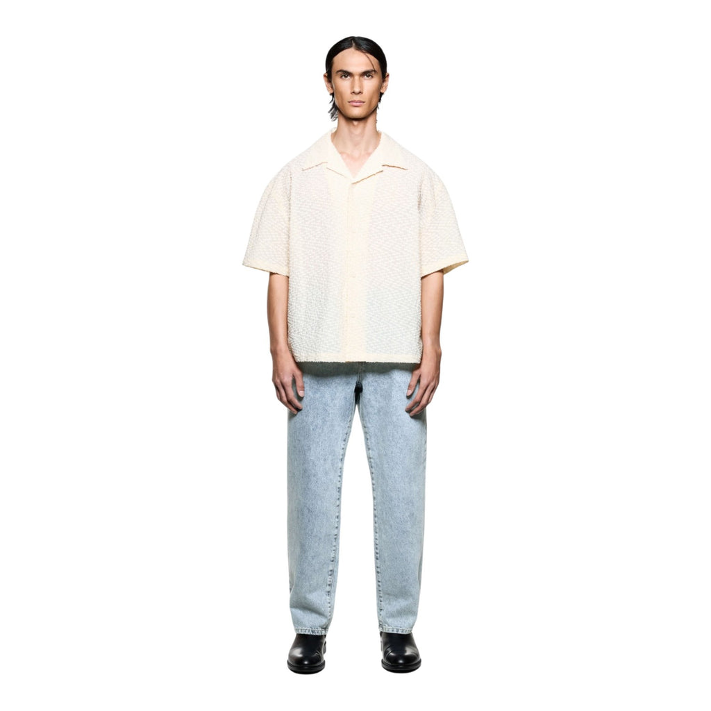 Ribbon Jacquard Vacation Shirt Beige